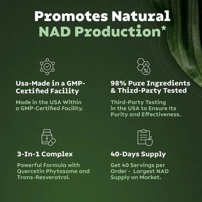 Reus Research NR900 - NAD+ Supplement for Skin Aging Support, Energy, and Focus - 80